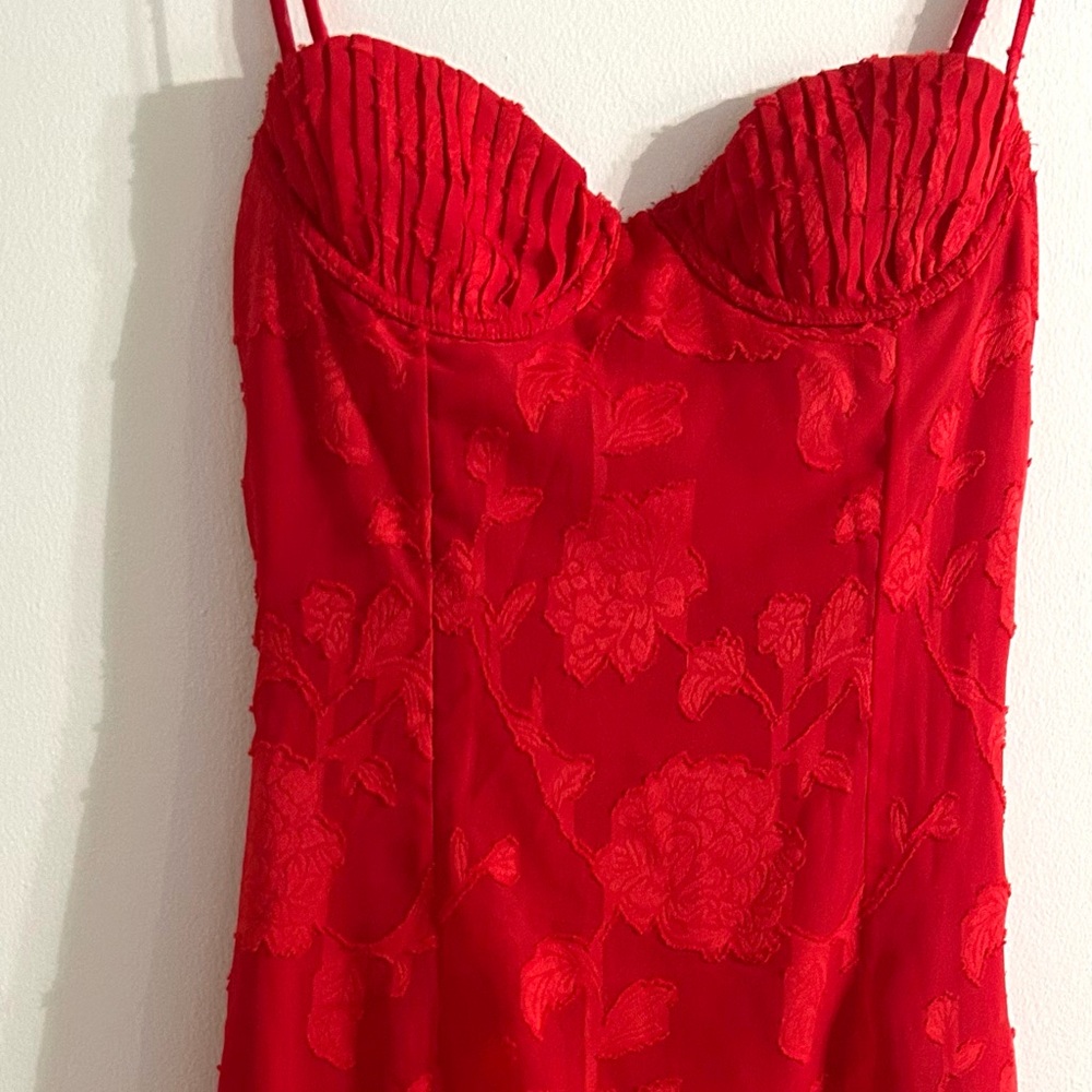 Elegant Red Floral Dress